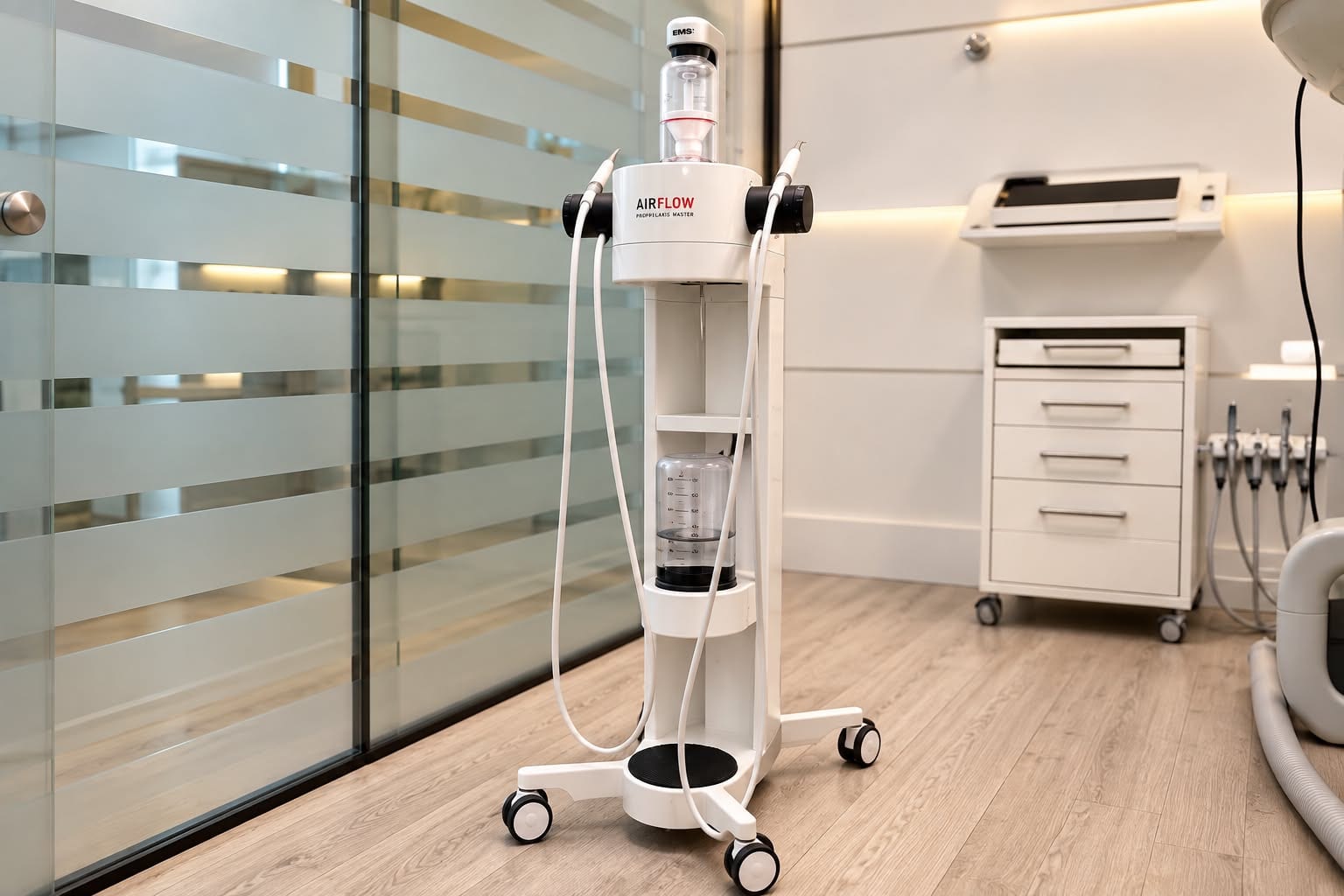 Equipamento de profilaxia AirFlow no consultório